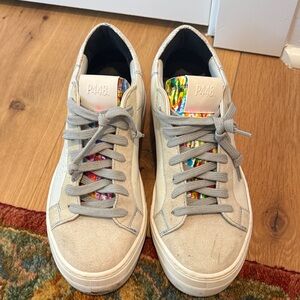P448 Beige Sneakers with Multicolor Tongue